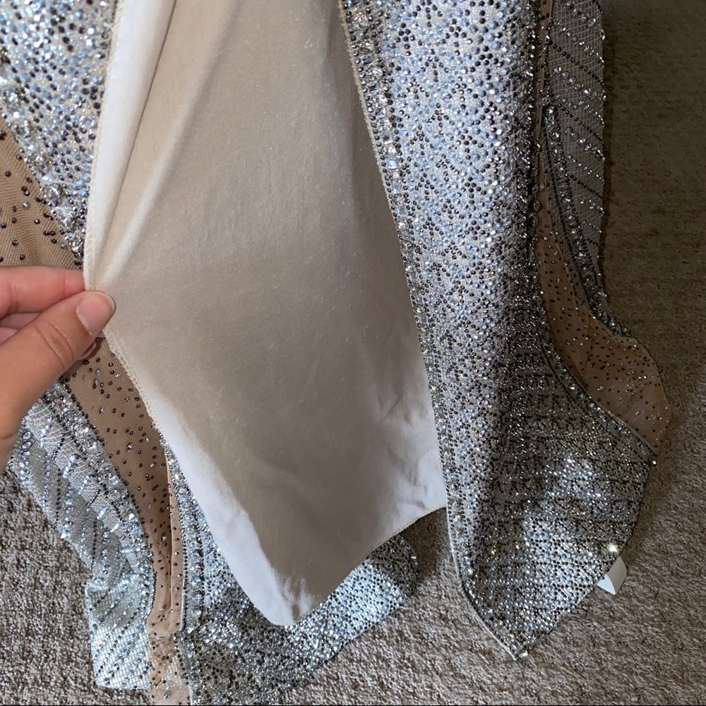 NEW Od Rica Silver Champagne Crystal Sparkling Rhinestone Wedding Evening Dress - Picture 12 of 16